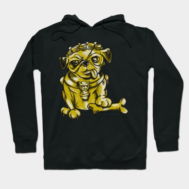 Gold Guardian Pug Foo Dog Hoodie by silentrob668